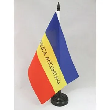 DRAPEAU DE TABLE RÉPUBLIQUE ANCÔNITAINE 1797?1798 21x14cm - PETIT DRAPEAUX DE BUREAU ITALIEN ANCIEN - ITALIE 14 x 21 cm