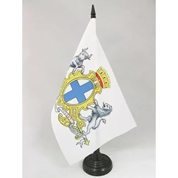 DRAPEAU DE TABLE ARMOIRIES DE MARSEILLE 21x14cm - PETIT DRAPEAUX DE BUREAU MARSEILLAIS - VILLE DE MARSEILLE 14 x 21 cm