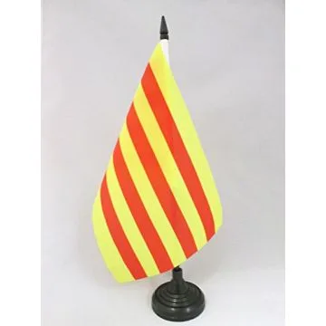 DRAPEAU DE TABLE PYRÉNÉES ORIENTALES 21x14cm - PETIT DRAPEAUX DE BUREAU DÉPARTEMENT PYRÉNÉEN 14 x 21 cm
