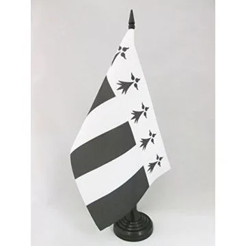 DRAPEAU DE TABLE RENNES 21x14cm - PETIT DRAPEAUX DE BUREAU RENNAIS - BRETAGNE 14 x 21 cm
