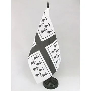 DRAPEAU DE TABLE BRETAGNE MARINE 21x14cm - PETIT DRAPEAUX DE BUREAU PAVILLON MARIN BRETON 14 x 21 cm