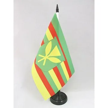 DRAPEAU DE TABLE HAWAII KANAKA MAOLI 21x14cm - PETIT DRAPEAUX DE BUREAU HAWAÏEN KANAK 14 x 21 cm
