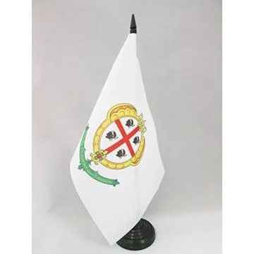 DRAPEAU DE TABLE SARDAIGNE ANCIEN 21x14cm - PETIT DRAPEAUX DE BUREAU SARDE AVANT 1995 14 x 21 cm