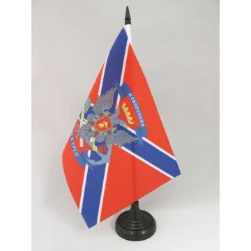 DRAPEAU DE TABLE NOUVELLE-RUSSIE AVEC ARMES 21x14cm - PETIT DRAPEAUX DE BUREAU NOVOROSSIA - UNION DES RÉPUBLIQUES POPULAIRES 14 x 21 cm