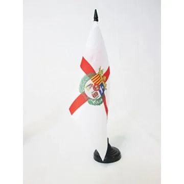 DRAPEAU DE TABLE PROVINCE DE HUESCA 21x14cm - PETIT DRAPEAUX DE BUREAU HUESCA EN ARAGON 14 x 21 cm
