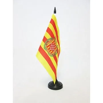 DRAPEAU DE TABLE PROVINCE DE GÍ?RONE 21x14cm - PETIT DRAPEAUX DE BUREAU GERONA EN CATALOGNE 14 x 21 cm