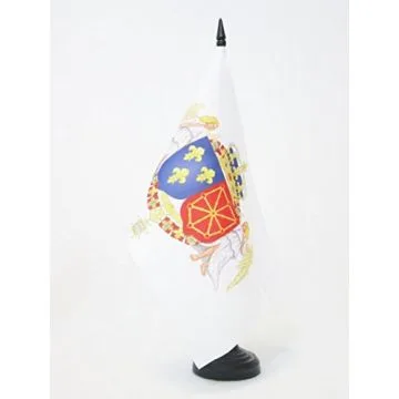 DRAPEAU DE TABLE ARMOIRIES ROYALES HENRI IV 21x14cm - PETIT DRAPEAUX DE BUREAU ARMES DU BON ROI 14 x 21 cm