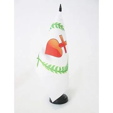 DRAPEAU DE TABLE VENDÍ?E LAURIER CHOUAN 21x14cm - PETIT DRAPEAUX DE BUREAU CHOUANNERIE 14 x 21 cm