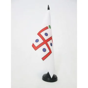 DRAPEAU DE TABLE JAÏNISME SVASTIKA 21x14cm - PETIT DRAPEAUX DE BUREAU RELIGION JAÏNISTE 14 x 21 cm