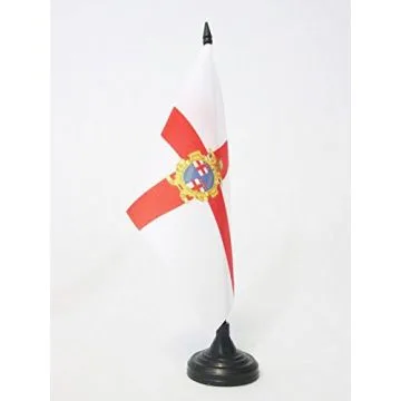 DRAPEAU DE TABLE BOLOGNE AVEC ARMES 21x14cm - PETIT DRAPEAUX DE BUREAU BOLOGNA EN Í?MILIE-ROMAGNE 14 x 21 cm