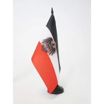 DRAPEAU DE TABLE EMPIRE ALLEMAND 1871-1918 AVEC ARMES 21x14cm - PETIT DRAPEAUX DE BUREAU DU REICH ALLEMAND 14 x 21 cm