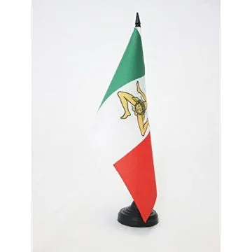 DRAPEAU DE TABLE GOUVERNEMENT INDÍ?PENDANTISTE DE SICILE 1848 21x14cm - PETIT DRAPEAUX DE BUREAU DE LA RÍ?VOLUTION DE 1848 14 x 21 cm