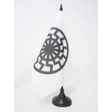 DRAPEAU DE TABLE SOLEIL NOIR 21x14cm - PETIT DRAPEAUX DE BUREAU DU SCHWARZE SONNE 14 x 21 cm