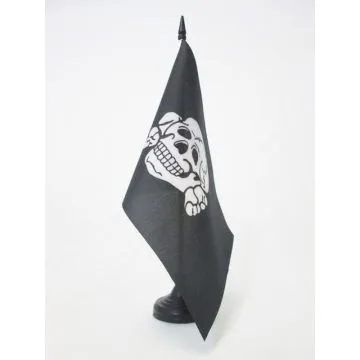 DRAPEAU DE TABLE TÍ?TE DE MORT TOTENKOPF 21x14cm - PETIT DRAPEAUX DE BUREAU PIRATE 14 x 21 cm