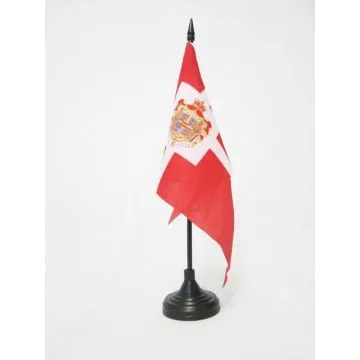 DRAPEAU DE TABLE ETENDARD ROYAL DU DANEMARK 21x14cm - PETIT DRAPEAUX DE BUREAU ROYAUME DANOIS 14 x 21 cm