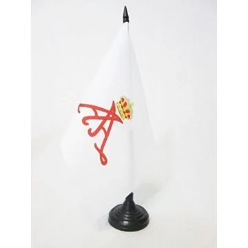 DRAPEAU DE TABLE ETENDARD DU PRINCE ALBERT II DE MONACO 21x14cm - PETIT DRAPEAUX DE BUREAU PRINCIPAUTÍ? MONÍ?GASQUE 14 x 21 cm