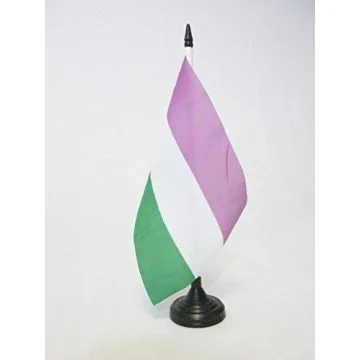 DRAPEAU DE TABLE FIERTÍ? GENDERQUEER 21x14cm - PETIT DRAPEAUX DE BUREAU ARC EN CIEL 14 x 21 cm
