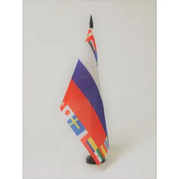 DRAPEAU DE TABLE RUSSIE COUPE DU MONDE DE FOOTBALL 2018 32 Í?QUIPES 21x14cm - PETIT DRAPEAUX DE BUREAU CHAMPIONNAT DU MONDE 2018 14 x 21 cm
