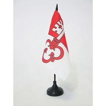 DRAPEAU DE TABLE CANTON D\'OBWALD 15x15cm - PETIT DRAPEAUX DE BUREAU OBWALDEN - OW SUISSE 15 x 15 cm
