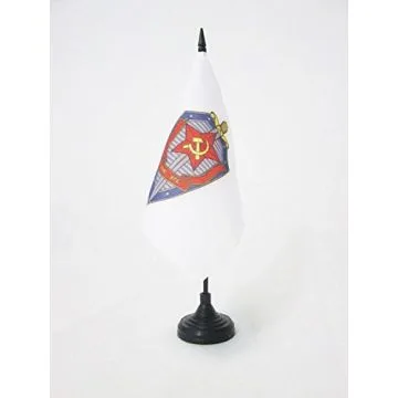 DRAPEAU DE TABLE KGB DE L\'URSS 15x15cm - PETIT DRAPEAUX DE BUREAU SERVICE DE RENSEIGNEMENT COMMUNISTE 15 x 15 cm