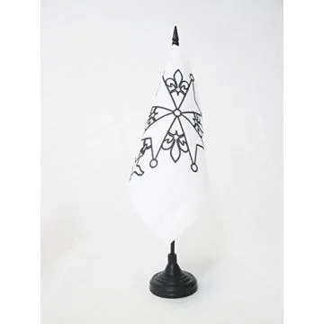 DRAPEAU DE TABLE CROIX HUGUENOTE 15x15cm - PETIT DRAPEAUX DE BUREAU PROTESTANT 15 x 15 cm