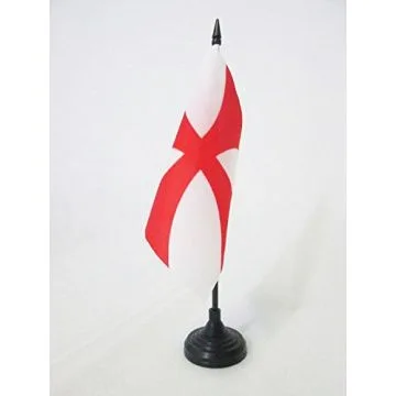 DRAPEAU DE TABLE TEMPLIERS ORDRE DU TEMPLE 15x15cm - PETIT DRAPEAUX DE BUREAU CROIX PATTEE ROUGE 15 x 15 cm