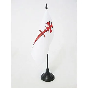 DRAPEAU DE TABLE ORDRE DES CHEVALIERS PORTE-GLAIVE 15x15cm - PETIT DRAPEAUX DE BUREAU ORDRE DES FRÍ?RES DE L\'Í?PÍ?E 15 x 15 cm