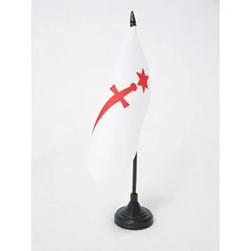 DRAPEAU DE TABLE ORDRE DE SANTIAGO 15x15cm - PETIT DRAPEAUX DE BUREAU ORDRE DE SAINT-JACQUES DE L\'Í?PÍ?E 15 x 15 cm