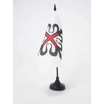DRAPEAU DE TABLE ORDRE DE MONTESA 15x15cm - PETIT DRAPEAUX DE BUREAU CROIX DE GUEULES FLEUR-DE-LYSÍ?E DE SINOPLE 15 x 15 cm