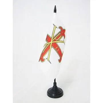 DRAPEAU DE TABLE ORDRE SACRÍ? ET MILITAIRE CONSTANTINIEN DE SAINT-GEORGES 15x15cm - PETIT DRAPEAUX DE BUREAU CROIX DE L\'ORDRE CONSTANTINIEN 15 x 15 cm