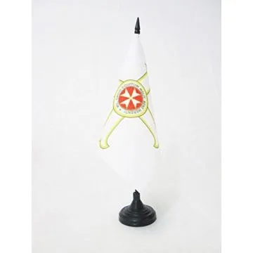 DRAPEAU DE TABLE ORDRE DU MÍ?RITE DE MALTE 15x15cm - PETIT DRAPEAUX DE BUREAU ORDRE PRO MERITO MELITENSI 15 x 15 cm