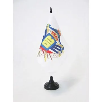 DRAPEAU DE TABLE ARMES MONARCHIE DE JUILLET 1830-1848 15x15cm - PETIT DRAPEAUX DE BUREAU ROYAUME DE FRANCE 15 x 15 cm