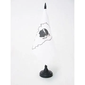 DRAPEAU DE TABLE CORSE AVEC Í?LE 15x15cm - PETIT DRAPEAUX DE BUREAU CORSICA 15 x 15 cm