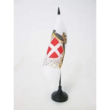 DRAPEAU DE TABLE ARMOIRIES ORDRE DE MALTE 15x15cm - PETIT DRAPEAUX DE BUREAU SAINT-JEAN DE JÍ?RUSALEM 15 x 15 cm