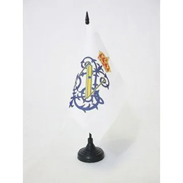DRAPEAU DE TABLE MONOGRAMME IMPERIAL NAPOLEON III 15x15cm - PETIT DRAPEAUX DE BUREAU DE NAPOLEON 15 x 15 cm