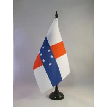 DRAPEAU DE TABLE ANTILLES NÉERLANDAISES 21x14cm - PETIT DRAPEAUX DE BUREAU HOLLANDAIS 14 x 21 cm