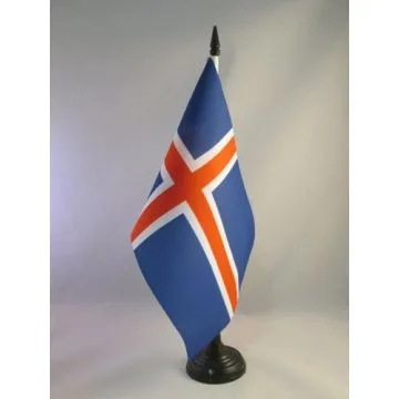 DRAPEAU DE TABLE ISLANDE 21x14cm - PETIT DRAPEAUX DE BUREAU ISLANDAIS 14 x 21 cm