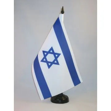 DRAPEAU DE TABLE ISRAËL 21x14cm - PETIT DRAPEAUX DE BUREAU ISRAÉLIEN 14 x 21 cm