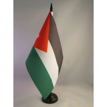 DRAPEAU DE TABLE JORDANIE 21x14cm - PETIT DRAPEAUX DE BUREAU JORDANIEN 14 x 21 cm