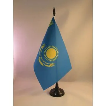DRAPEAU DE TABLE KAZAKHSTAN 21x14cm - PETIT DRAPEAUX DE BUREAU KAZAKH 14 x 21 cm