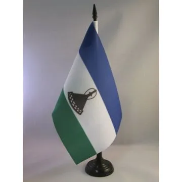 DRAPEAU DE TABLE LESOTHO 21x14cm - PETIT DRAPEAUX DE BUREAU LÉSOTHAN 14 x 21 cm