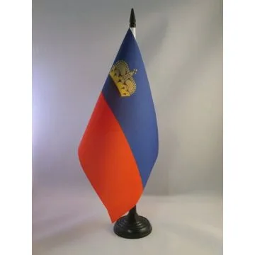 DRAPEAU DE TABLE LIECHTENSTEIN 21x14cm - PETIT DRAPEAUX DE BUREAU LIECHTENSTEINOIS 14 x 21 cm