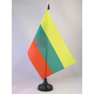 DRAPEAU DE TABLE LITUANIE 21x14cm - PETIT DRAPEAUX DE BUREAU LITUANIEN 14 x 21 cm