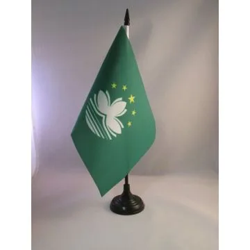 DRAPEAU DE TABLE MACAO 21x14cm - PETIT DRAPEAUX DE BUREAU CHINOIS 14 x 21 cm