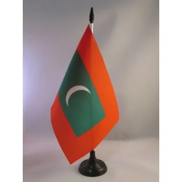 DRAPEAU DE TABLE MALDIVES 21x14cm - PETIT DRAPEAUX DE BUREAU MALDIVIEN 14 x 21 cm