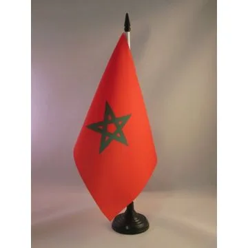 DRAPEAU DE TABLE MAROC 21x14cm - PETIT DRAPEAUX DE BUREAU MAROCAIN 14 x 21 cm