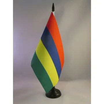 DRAPEAU DE TABLE MAURICE 21x14cm - PETIT DRAPEAUX DE BUREAU MAURICIEN 14 x 21 cm