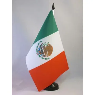 DRAPEAU DE TABLE MEXIQUE 21x14cm - PETIT DRAPEAUX DE BUREAU MEXICAIN 14 x 21 cm