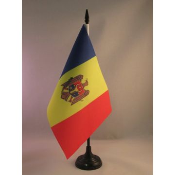 DRAPEAU DE TABLE MOLDAVIE 21x14cm - PETIT DRAPEAUX DE BUREAU MOLDAVE 14 x 21 cm