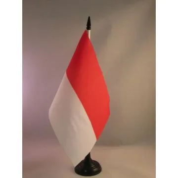 DRAPEAU DE TABLE MONACO 21x14cm - PETIT DRAPEAUX DE BUREAU MONÉGASQUE 14 x 21 cm